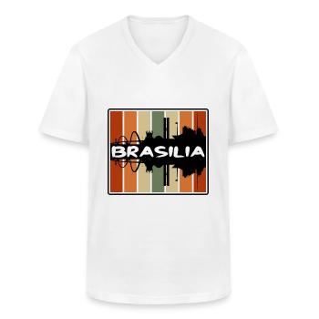 Brasilia Brésil Skyline Silhouette Souvenir de voyage - T-shirt col V Homme - blanc - Devant - AI Model Male 185 light (185cm)