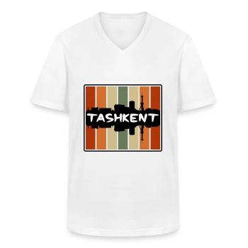 Tachkent Ouzbékistan Skyline Silhouette Souv Voyage Souv - T-shirt col V Homme - blanc - Devant - AI Model Male 185 light (185cm)