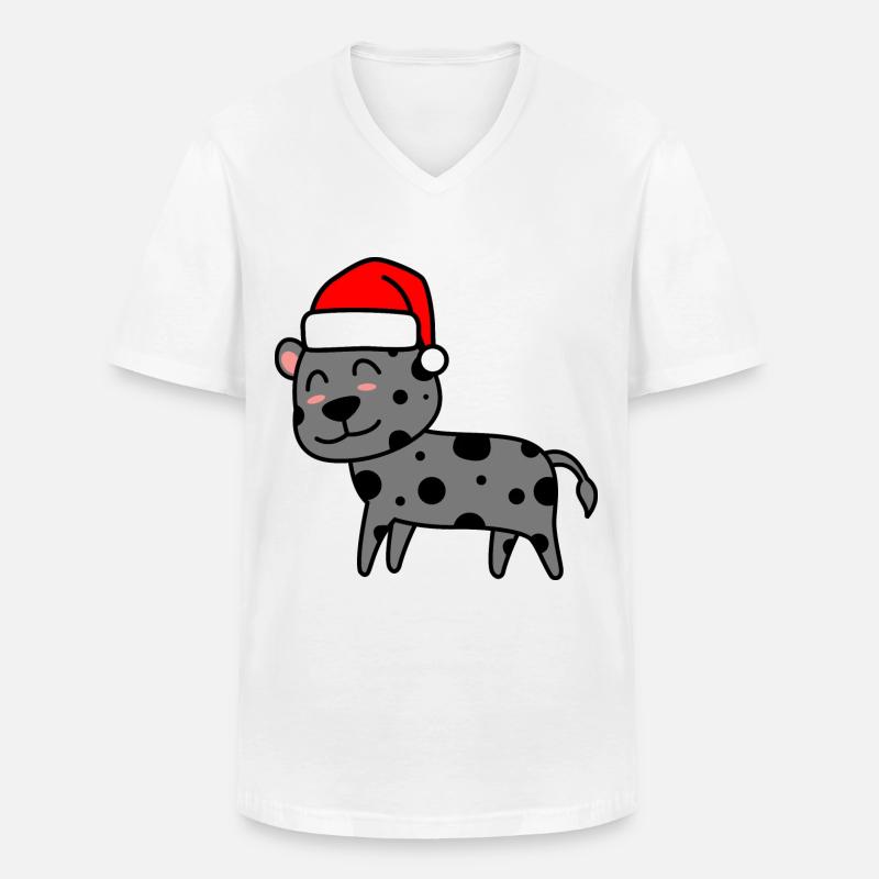 Leopard Comic Weihnachten Xmas - Männer-T-Shirt mit V-Ausschnitt - Weiß