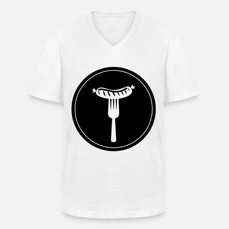 Bratwurst Fleisch icon - Männer-T-Shirt mit V-Ausschnitt - Weiß
