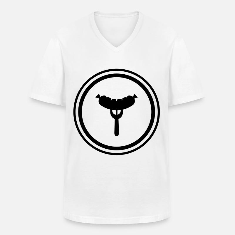 Wurst Gabel - Männer-T-Shirt mit V-Ausschnitt - Weiß