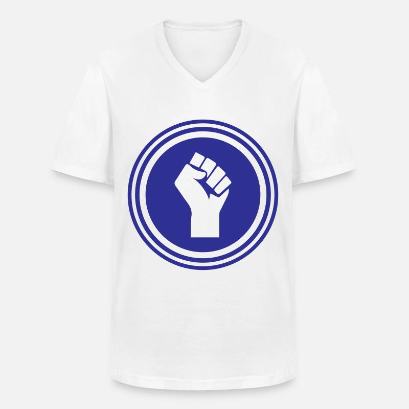 Hand Faust - Männer-T-Shirt mit V-Ausschnitt - Weiß