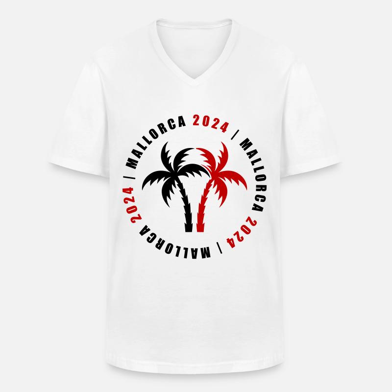 Mallorca 2024 Urlaub - Männer-T-Shirt mit V-Ausschnitt - Weiß