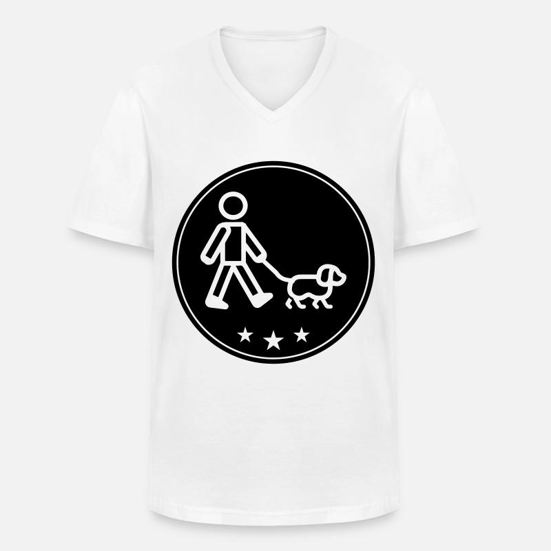 Gassi Gehen Hund - Männer-T-Shirt mit V-Ausschnitt - Weiß