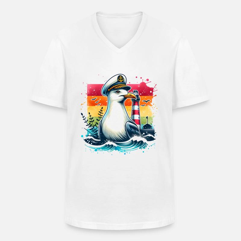 Meerweh - Männer-T-Shirt mit V-Ausschnitt - Weiß