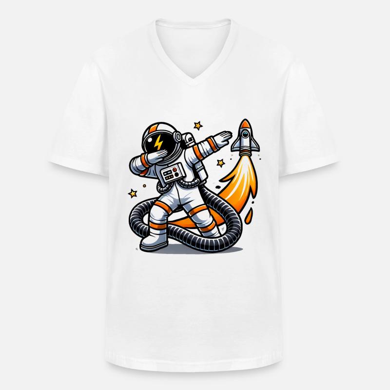Drôle Dabbing astronaute conception spatiale - T-shirt col V Homme - blanc