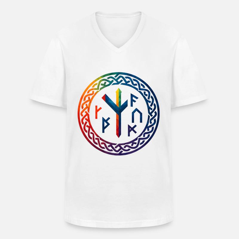 WPAP Polygon Stil - mythischer Runenring - Männer-T-Shirt mit V-Ausschnitt - Weiß
