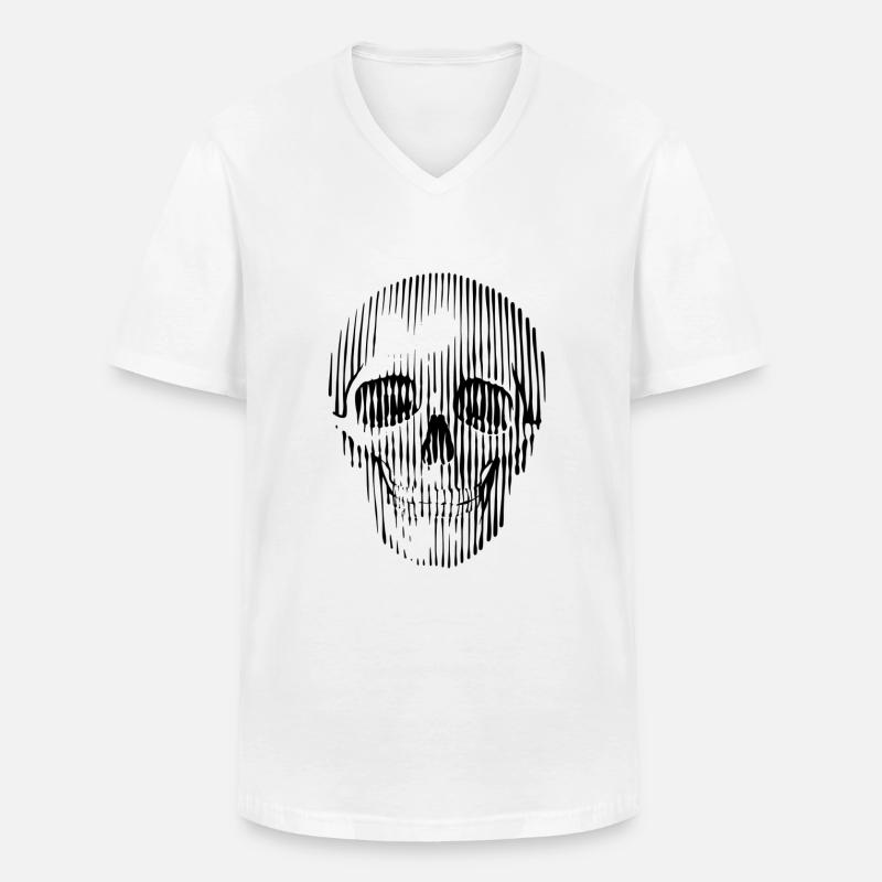 Schädel-Grafik - Männer-T-Shirt mit V-Ausschnitt - Weiß