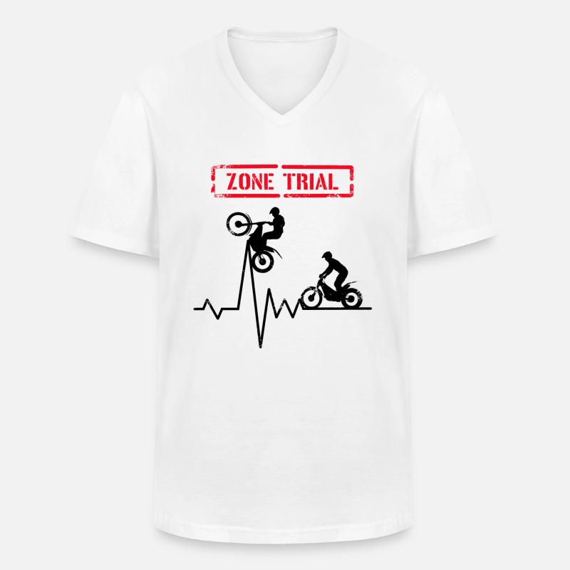 Zonen-Testversion - Heartbeat Moto-Testversion - Männer-T-Shirt mit V-Ausschnitt - Weiß
