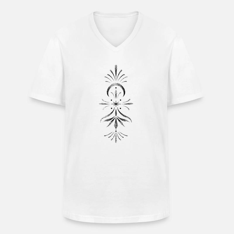 Vertikales Dotwork-Mandala - Männer-T-Shirt mit V-Ausschnitt - Weiß