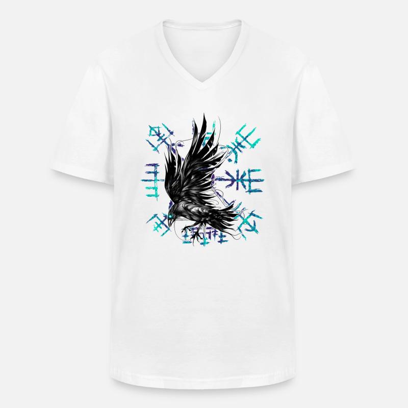 Müllrabe Wikinger Vegvisir - Männer-T-Shirt mit V-Ausschnitt - Weiß