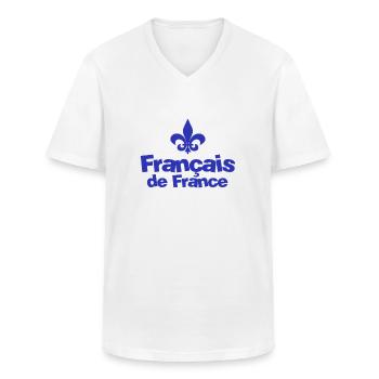Français de France - T-shirt col V Homme - blanc - Devant - AI Model Male 185 light (185cm)