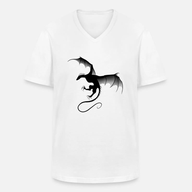 Schwarzer Drache - Männer-T-Shirt mit V-Ausschnitt - Weiß