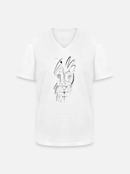 Lion's head sketch - Men's V-Neck T-Shirt - white