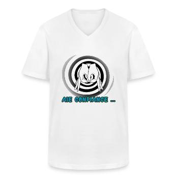 Piège hypnose confiance - T-shirt col V Homme - blanc - Devant - AI Model Male 185 light (185cm)