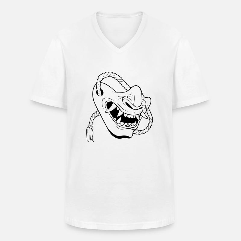 Mempo Samurai Linienkunst - Männer-T-Shirt mit V-Ausschnitt - Weiß
