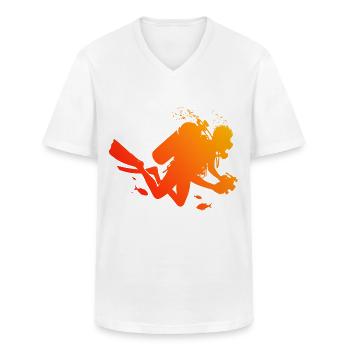 Plongeur Plongée sous-marine Plongeur Hommes - T-shirt col V Homme - blanc - Devant - AI Model Male 185 light (185cm)
