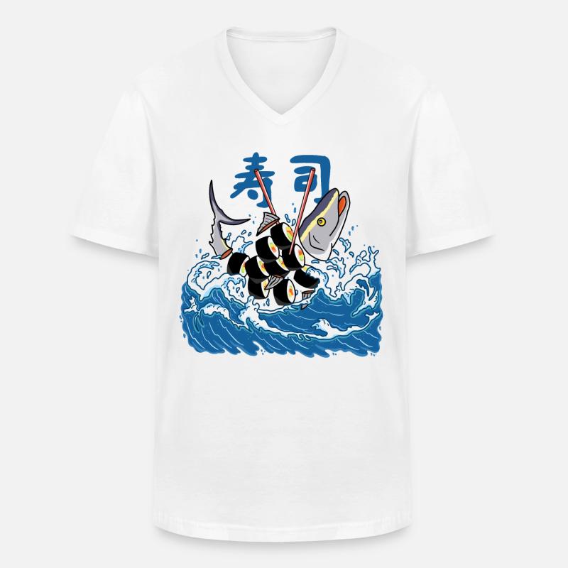 Thunfisch Sushi in der Welle - Männer-T-Shirt mit V-Ausschnitt - Weiß