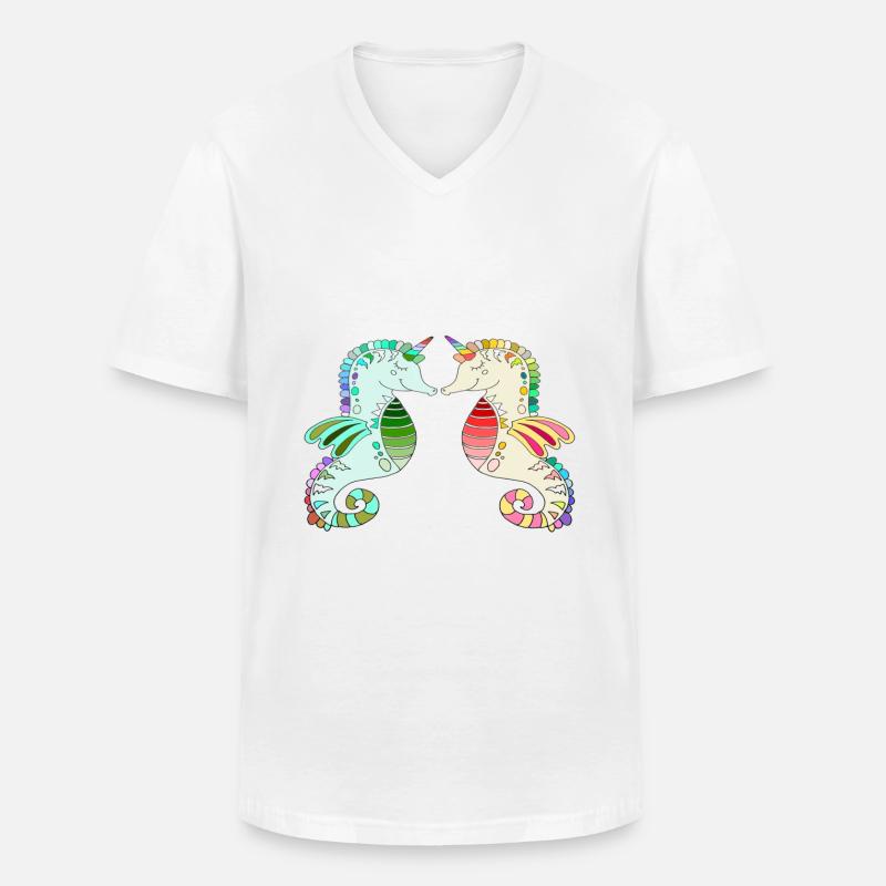 seepferdchen liebe - seepferd meerestier - Männer-T-Shirt mit V-Ausschnitt - Weiß