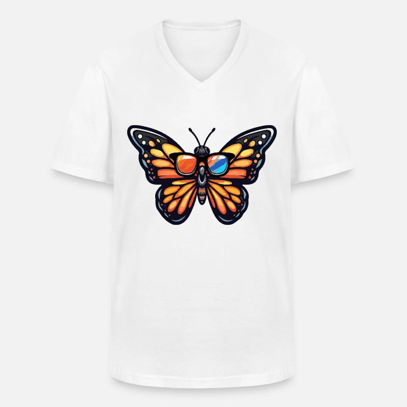 Schmetterling Cool Comic - Männer-T-Shirt mit V-Ausschnitt - Weiß