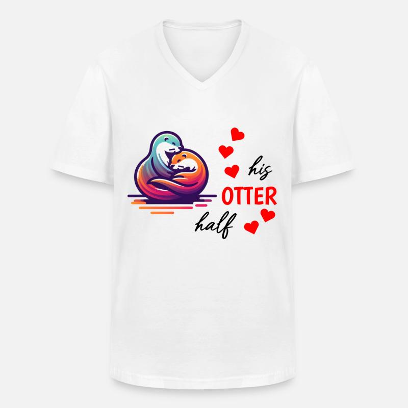 Otter half liebe geschenk - Männer-T-Shirt mit V-Ausschnitt - Weiß