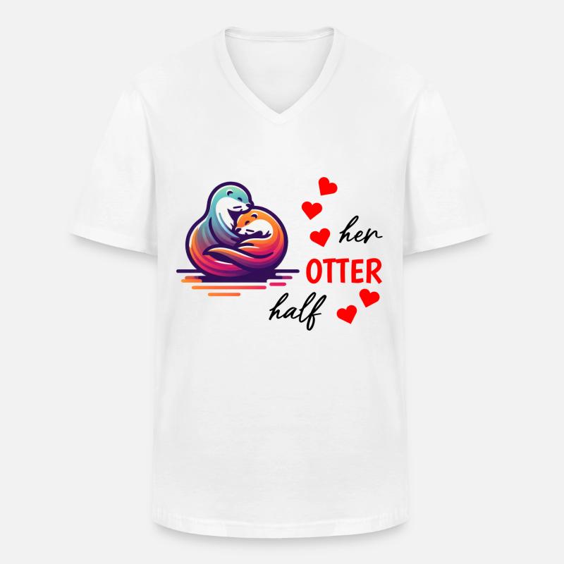 Otter half liebe geschenk - Männer-T-Shirt mit V-Ausschnitt - Weiß