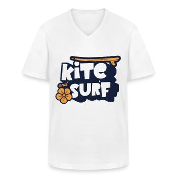 Kitesurfen Kitesurfer Kitebsurf - Klassiek mannen T-shirt met V-hals - wit - Voor - AI Model Male 185 light (185cm)