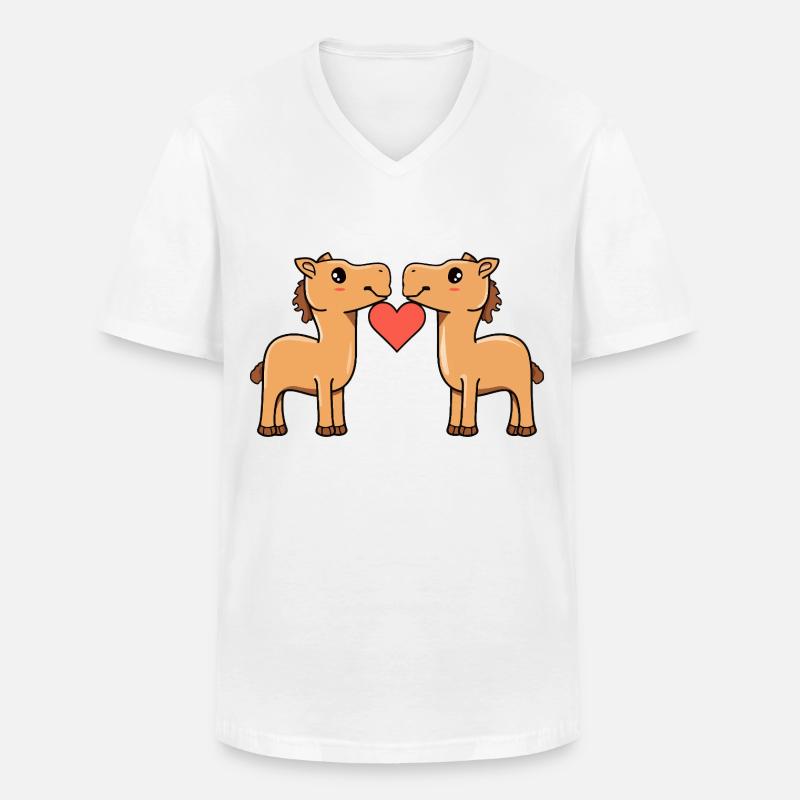 Kamel Paar Herz - Männer-T-Shirt mit V-Ausschnitt - Weiß