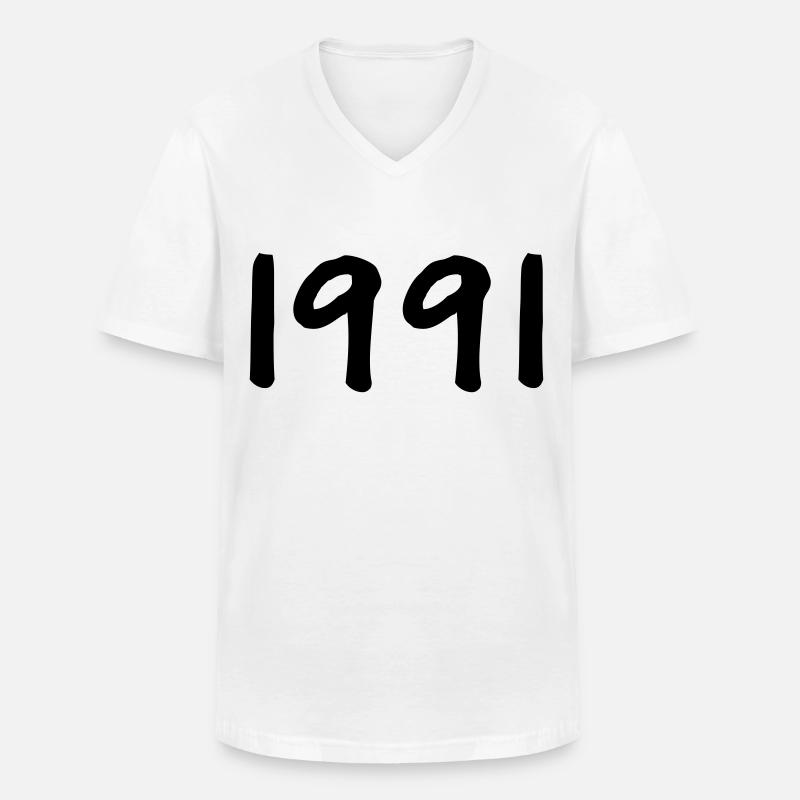Geburtsjahr 1991 Geschenkidee - Männer-T-Shirt mit V-Ausschnitt - Weiß