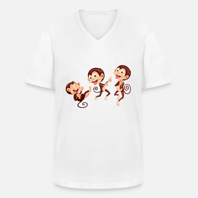 Three Monkeys. Drei Äffchen. - Männer-T-Shirt mit V-Ausschnitt - Weiß