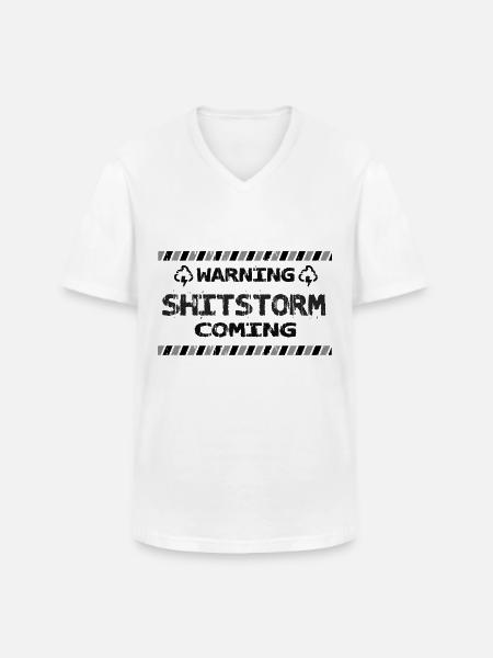 Shitstorm - T-shirt col V Homme - blanc