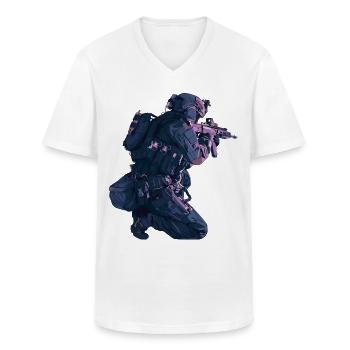 Soldier. Special forces. Armed forces. - Men's V-Neck T-Shirt - white - Front - AI Model Male 185 light (185cm)