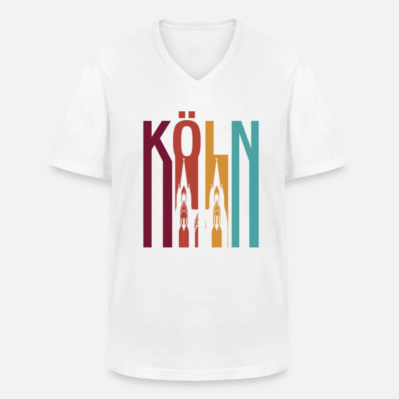 Köln - Männer-T-Shirt mit V-Ausschnitt - Weiß
