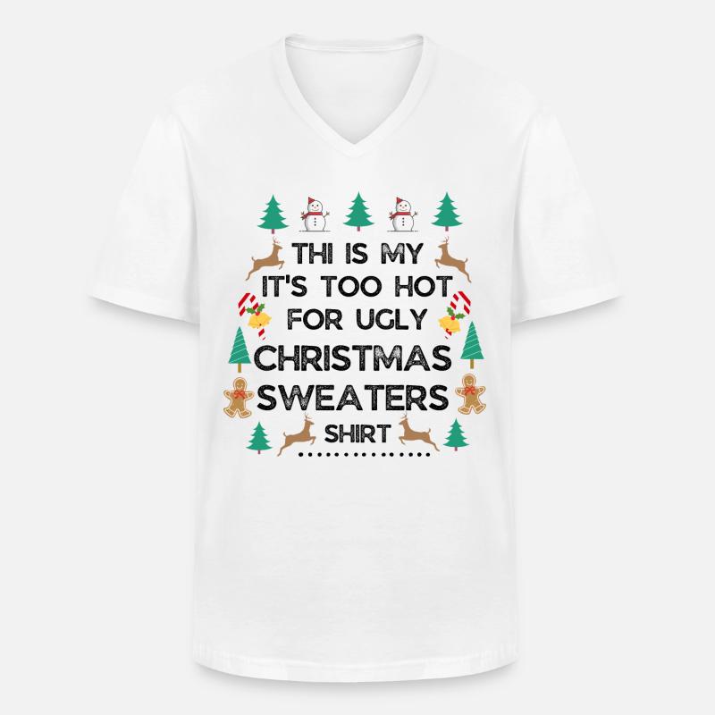 Weihnachtspullover - Männer-T-Shirt mit V-Ausschnitt - Weiß