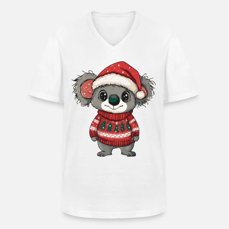 Koala Weihnachten Comic - Männer-T-Shirt mit V-Ausschnitt - Weiß