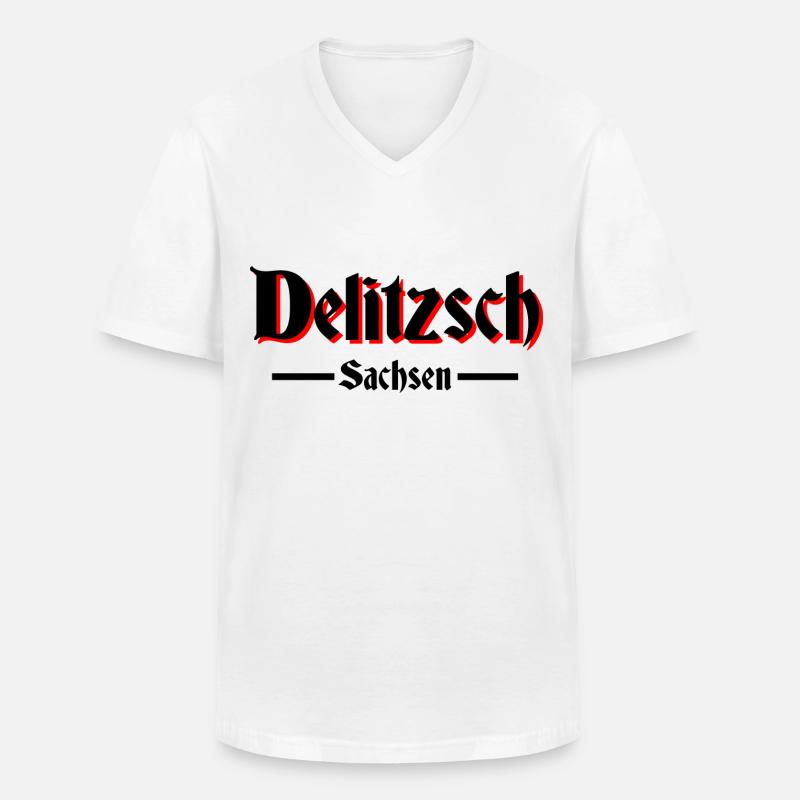 Delitzsch - Männer-T-Shirt mit V-Ausschnitt - Weiß