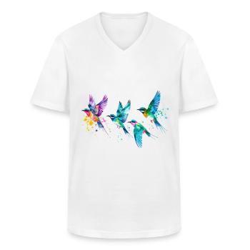 vögel,bunte vögel,fliegen, illustration,vogel - Männer-T-Shirt mit V-Ausschnitt - Weiß - Vorne - AI Model Male 185 light (185cm)