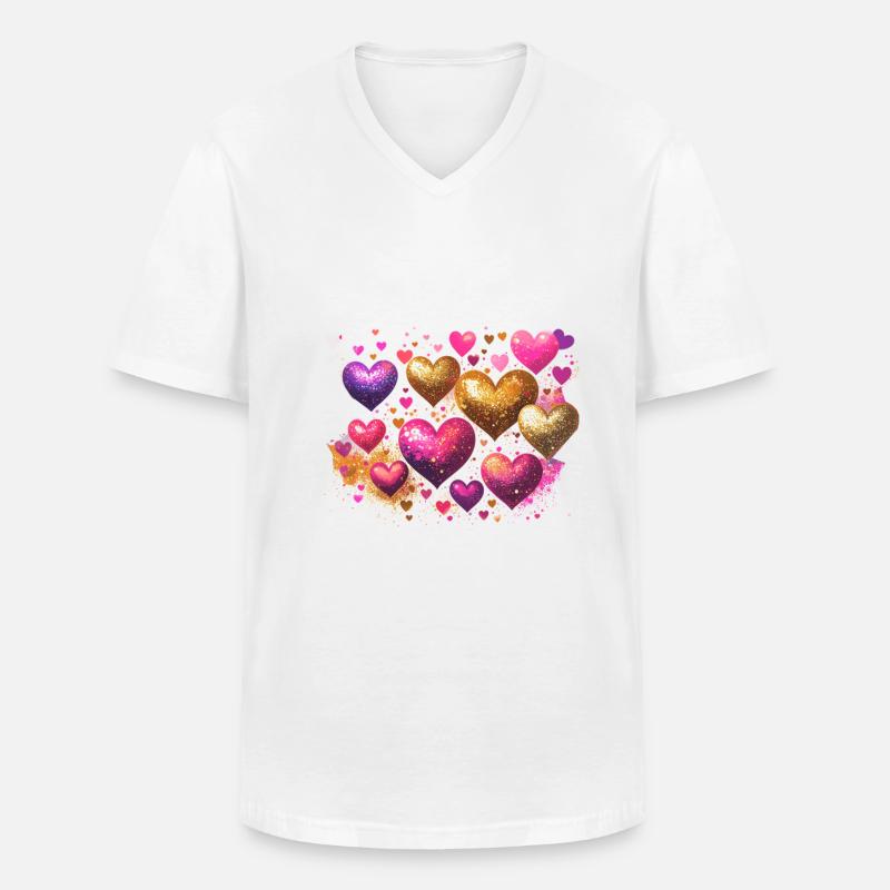 herzen,gold,pink,graffiti,herz - Männer-T-Shirt mit V-Ausschnitt - Weiß