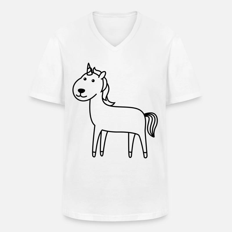 Einhorn Comic Tier - Männer-T-Shirt mit V-Ausschnitt - Weiß