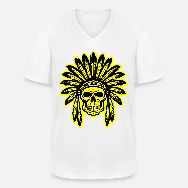 Apache Indianer Häuptling Totenkopf - Männer-T-Shirt mit V-Ausschnitt - Weiß