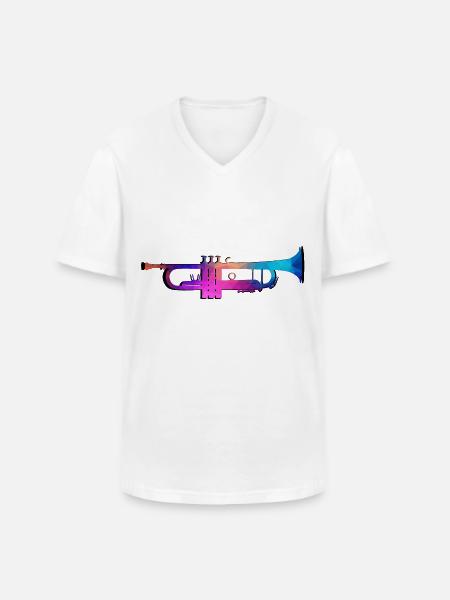Trompete - Männer-T-Shirt mit V-Ausschnitt - Weiß