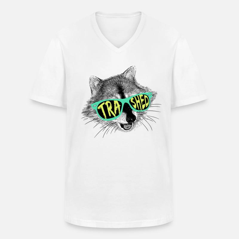 Verwüsteter Waschbär - Männer-T-Shirt mit V-Ausschnitt - Weiß