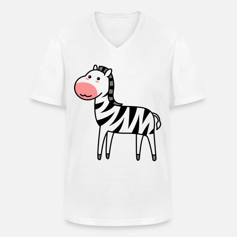 Zebra Comic Tier - Männer-T-Shirt mit V-Ausschnitt - Weiß