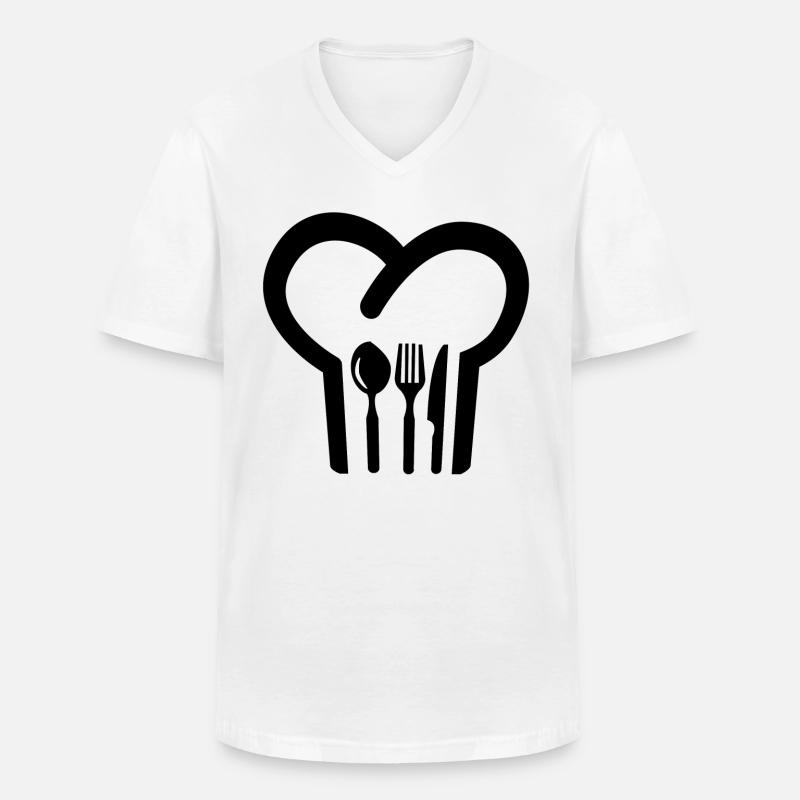 Kochmütze - Männer-T-Shirt mit V-Ausschnitt - Weiß