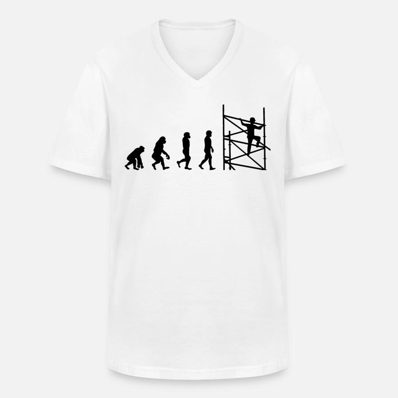 Échafaudage échafaudage Évolution de l’échafaudage - T-shirt col V Homme - blanc