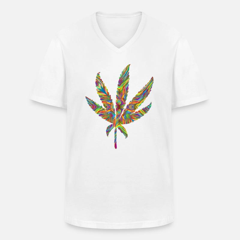 Hanfblatt psychedelisch 2 - Männer-T-Shirt mit V-Ausschnitt - Weiß