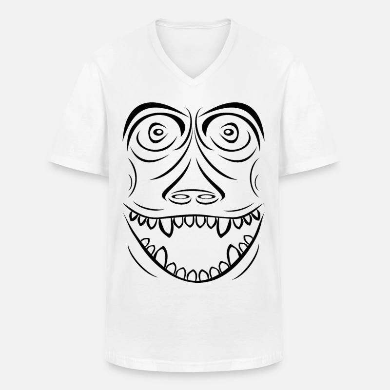Funny Monkey Voodoo Style schwarz - Männer-T-Shirt mit V-Ausschnitt - Weiß
