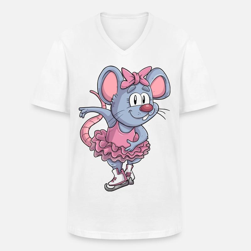 Schlittschuh Maus / Eiskunstlauf Mäuschen - Männer-T-Shirt mit V-Ausschnitt - Weiß