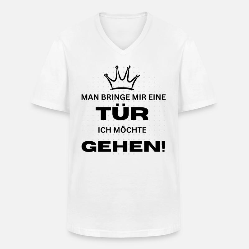 MAN BRINGE MIR EINE TÜR - Männer-T-Shirt mit V-Ausschnitt - Weiß