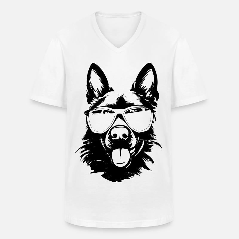 Cooler Schäferhund - Männer-T-Shirt mit V-Ausschnitt - Weiß